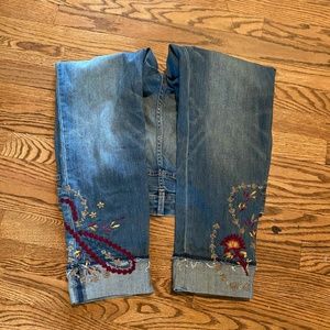 White House Black Market Crop, embroidered Jeans.